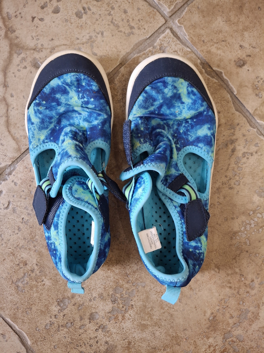 Lands' End Kids Blue Tie-Dye Water Shoes with Navy Accents